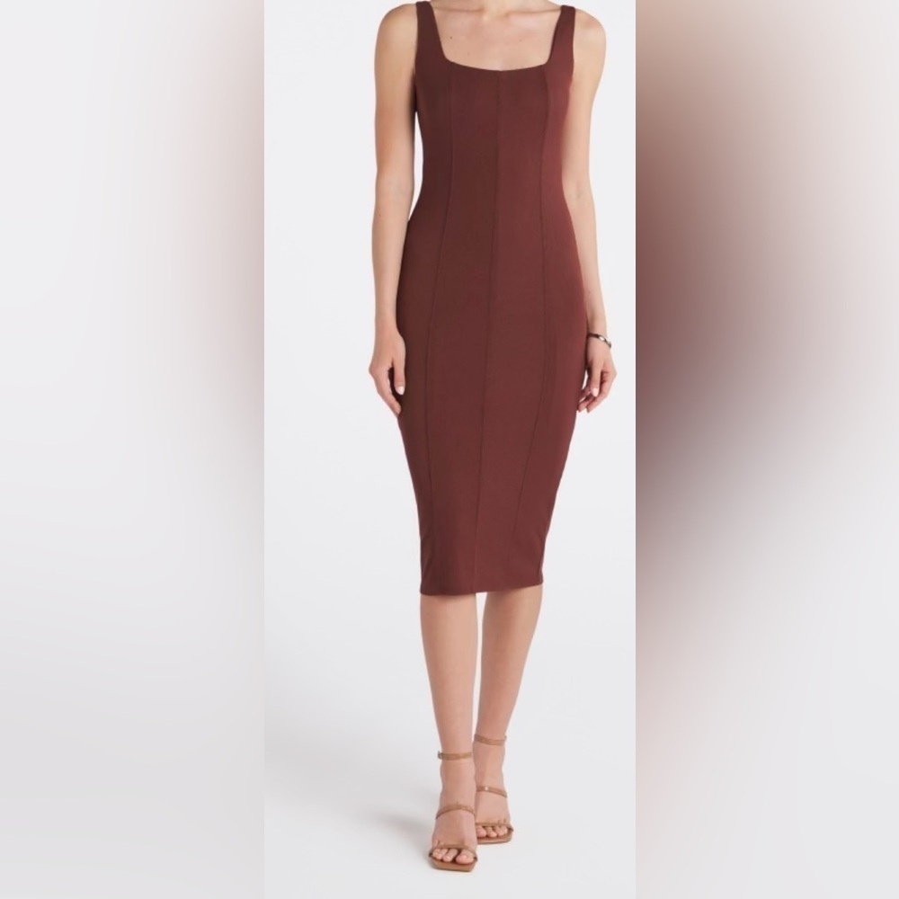 Nine Britton Rich Brown Midi Dress NWT